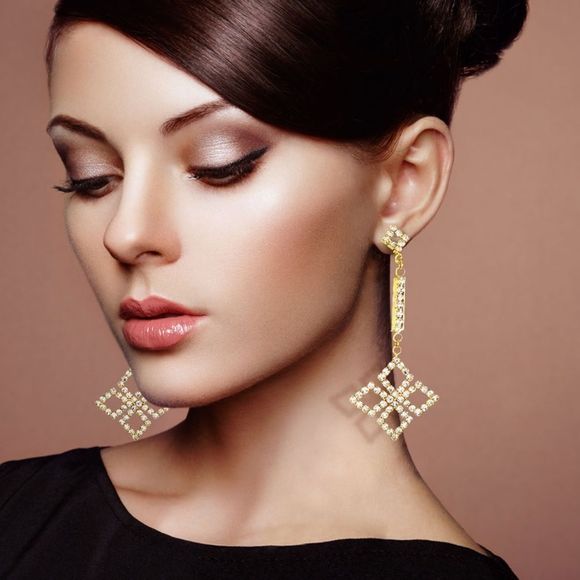 🎉 Host Pick 🎊 Gold Clover Rhinestone Drop Statement Earrings - Picture 2 of 2